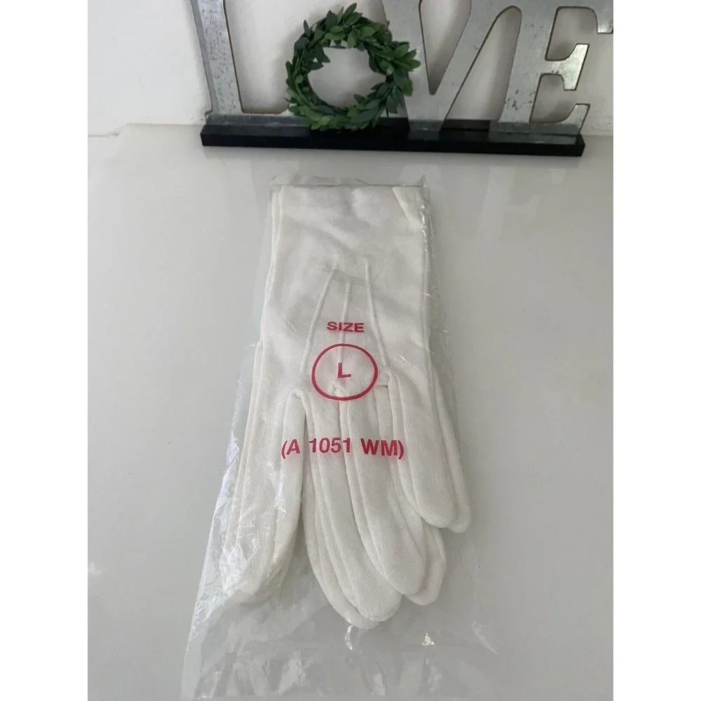 1 Pair White Class A Dress Uniform‎ Gloves Band Parade Honor Fireman Police NIB